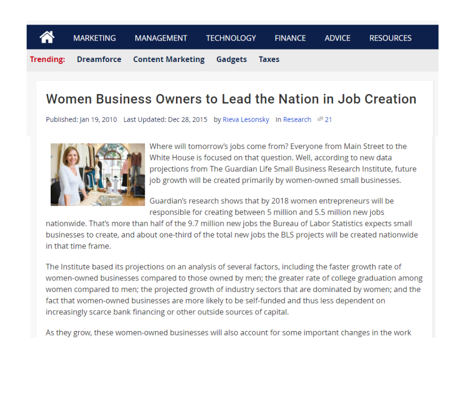 Women- Engine of Small Business